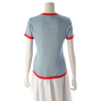 Chanel Cotton CC Logo Ringer Knit Top Blue Red 42 Sweater — view 4