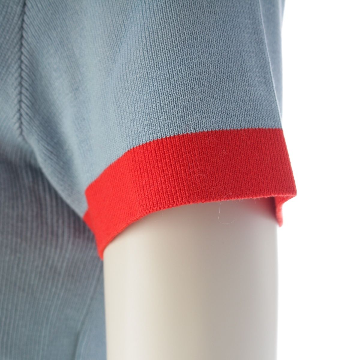 Chanel Cotton CC Logo Ringer Knit Top Blue Red 42 Sweater — view 6