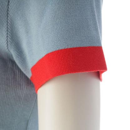 Chanel Cotton CC Logo Ringer Knit Top Blue Red 42 Sweater — view 6