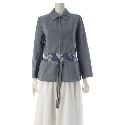 Dior Cotton Logo Flower Zip Terre Jacket Top Blue 40