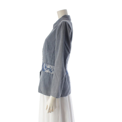 Dior Cotton Logo Flower Zip Terre Jacket Top Blue 40 — view 3