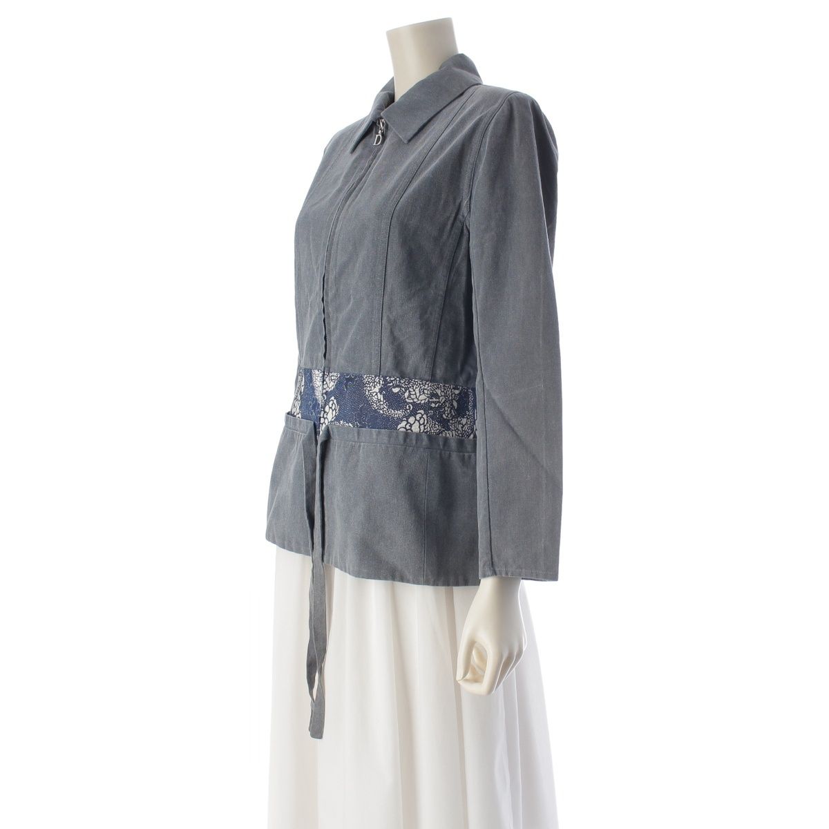 Dior Cotton Logo Flower Zip Terre Jacket Top Blue 40 — view 2