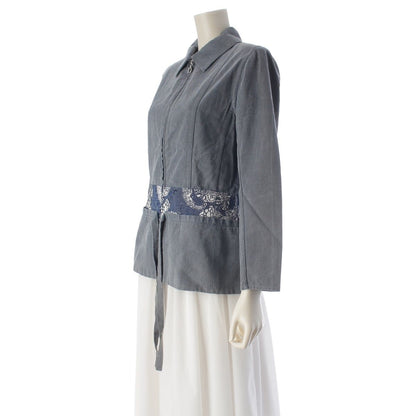 Dior Cotton Logo Flower Zip Terre Jacket Top Blue 40 — view 2