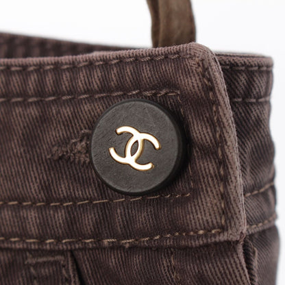 Chanel Cotton CC Logo Flare Pants Brown 38 — view 5