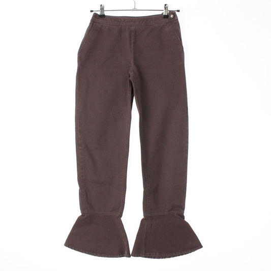 Chanel Cotton CC Logo Flare Pants Brown 38