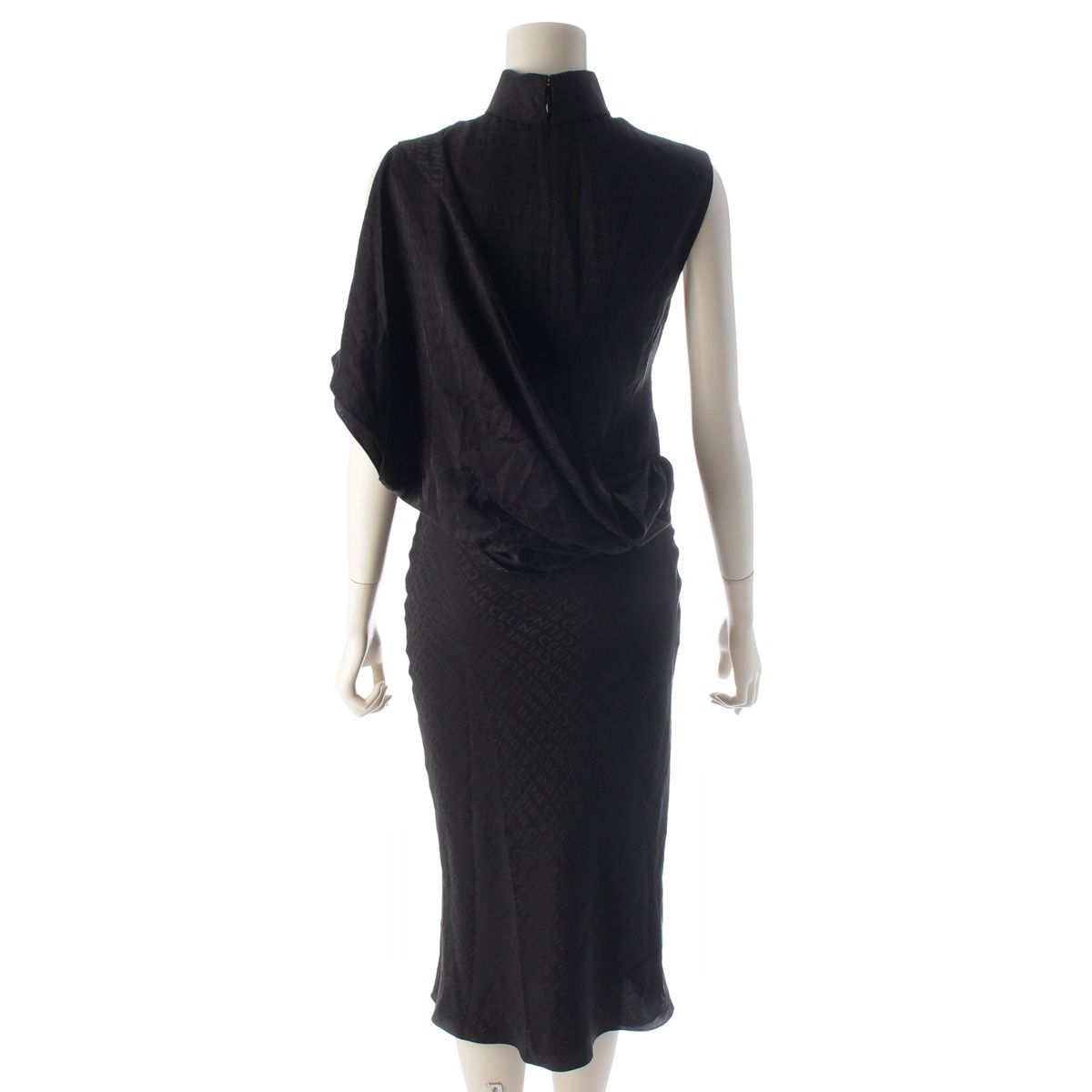 Celine Silk Logo Jacquard Dress Top Black 34 — view 4
