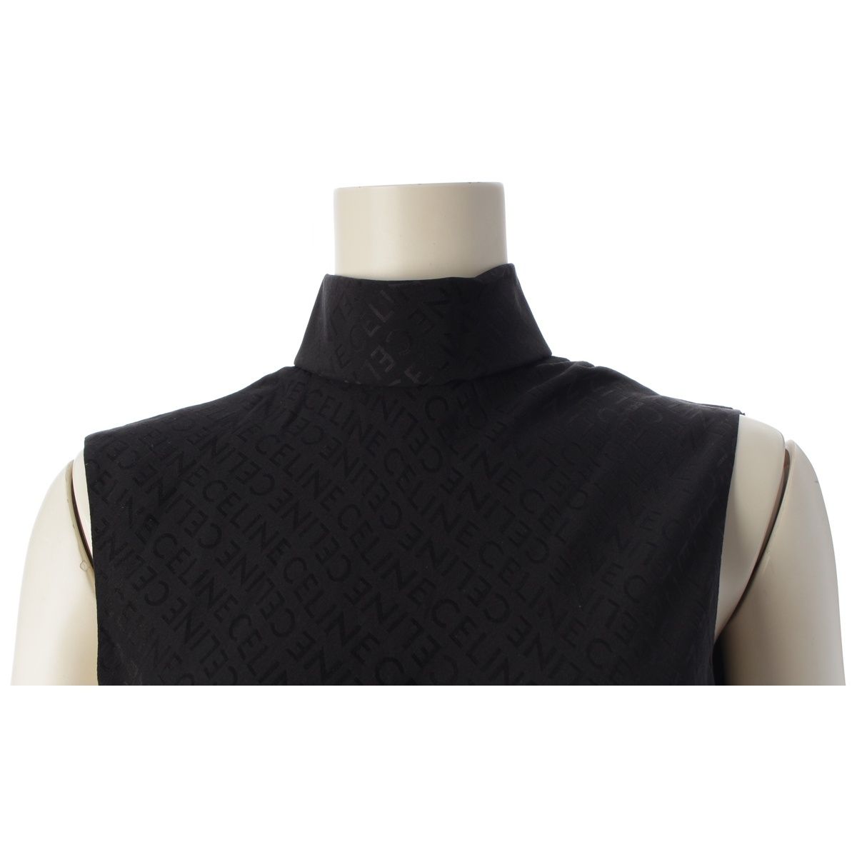 Celine Silk Logo Jacquard Dress Top Black 34 — view 5