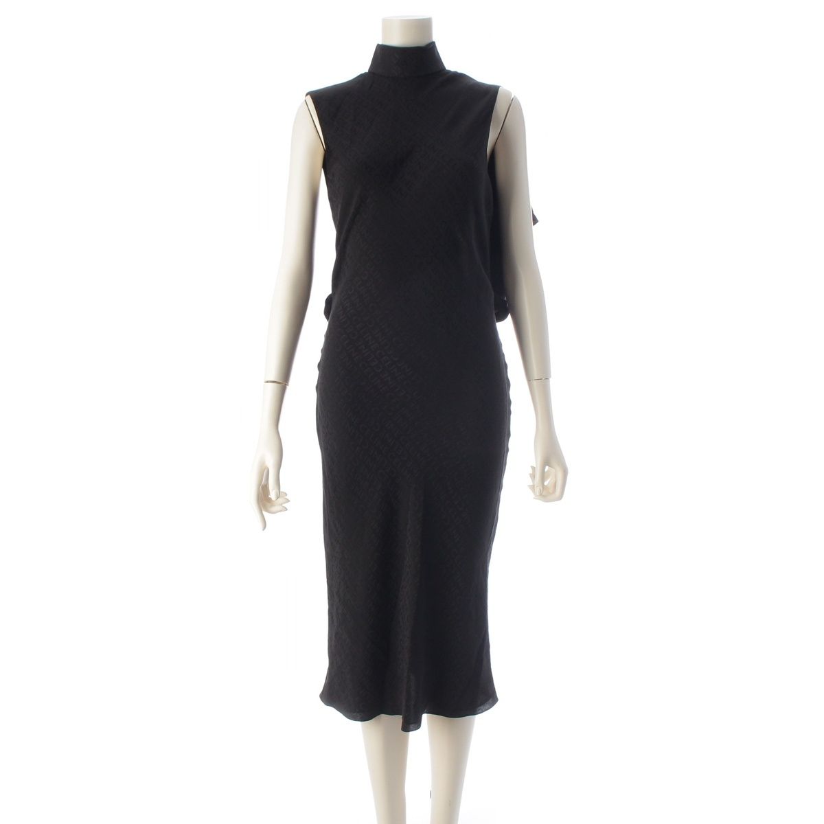 Celine Silk Logo Jacquard Dress Top Black 34