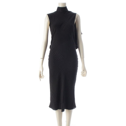 Celine Silk Logo Jacquard Dress Top Black 34