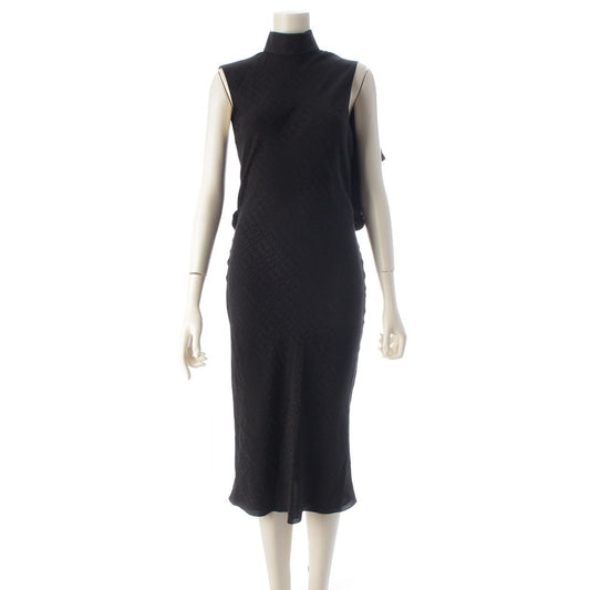 Celine Silk Logo Jacquard Dress Top Black 34