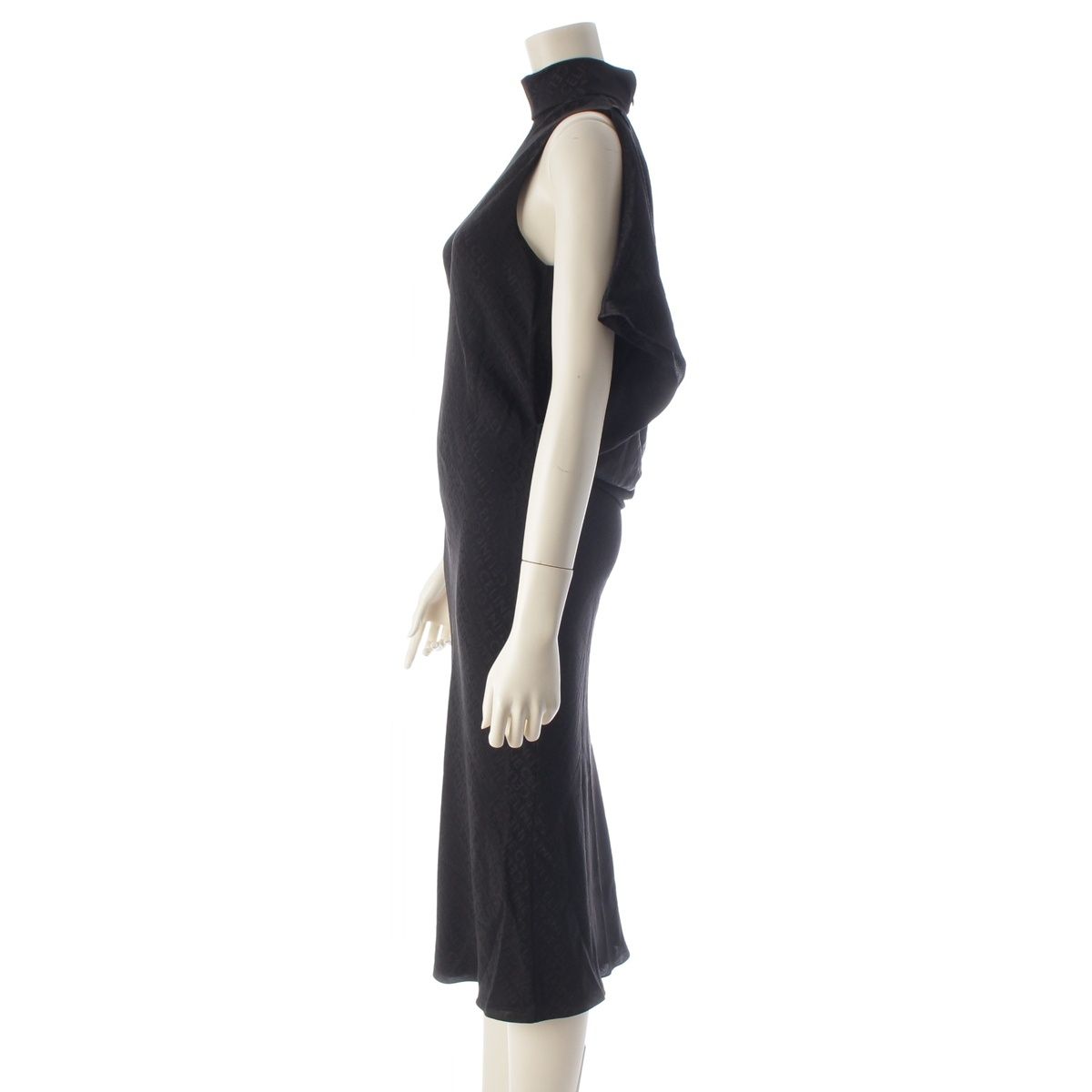 Celine Silk Logo Jacquard Dress Top Black 34 — view 3
