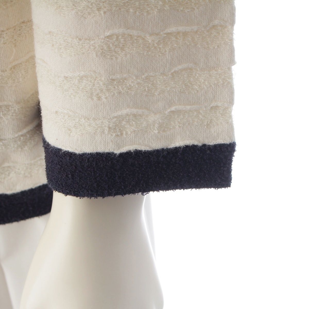 Chanel Cotton Cashmere CC Logo Cardigan Jacket White Black 36 — view 6