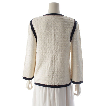 Chanel Cotton Cashmere CC Logo Cardigan Jacket White Black 36 — view 4