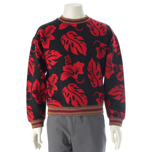 Prada Hibiscus Motif Sweatshirt Floral Pattern Black