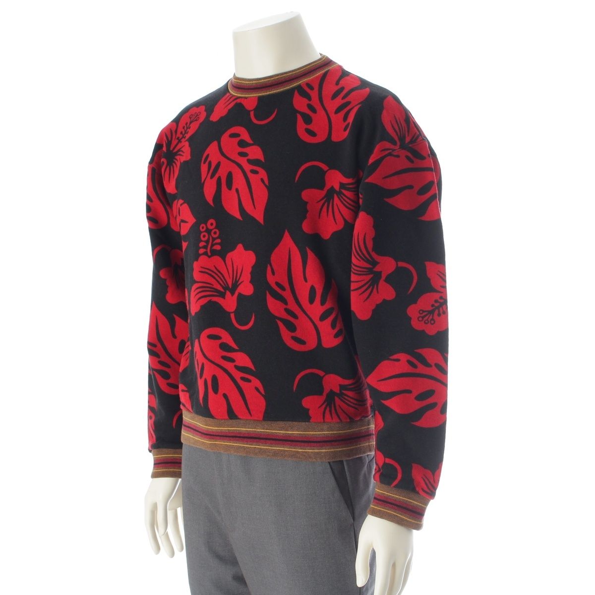 Prada Hibiscus Motif Sweatshirt Floral Pattern Black — view 2