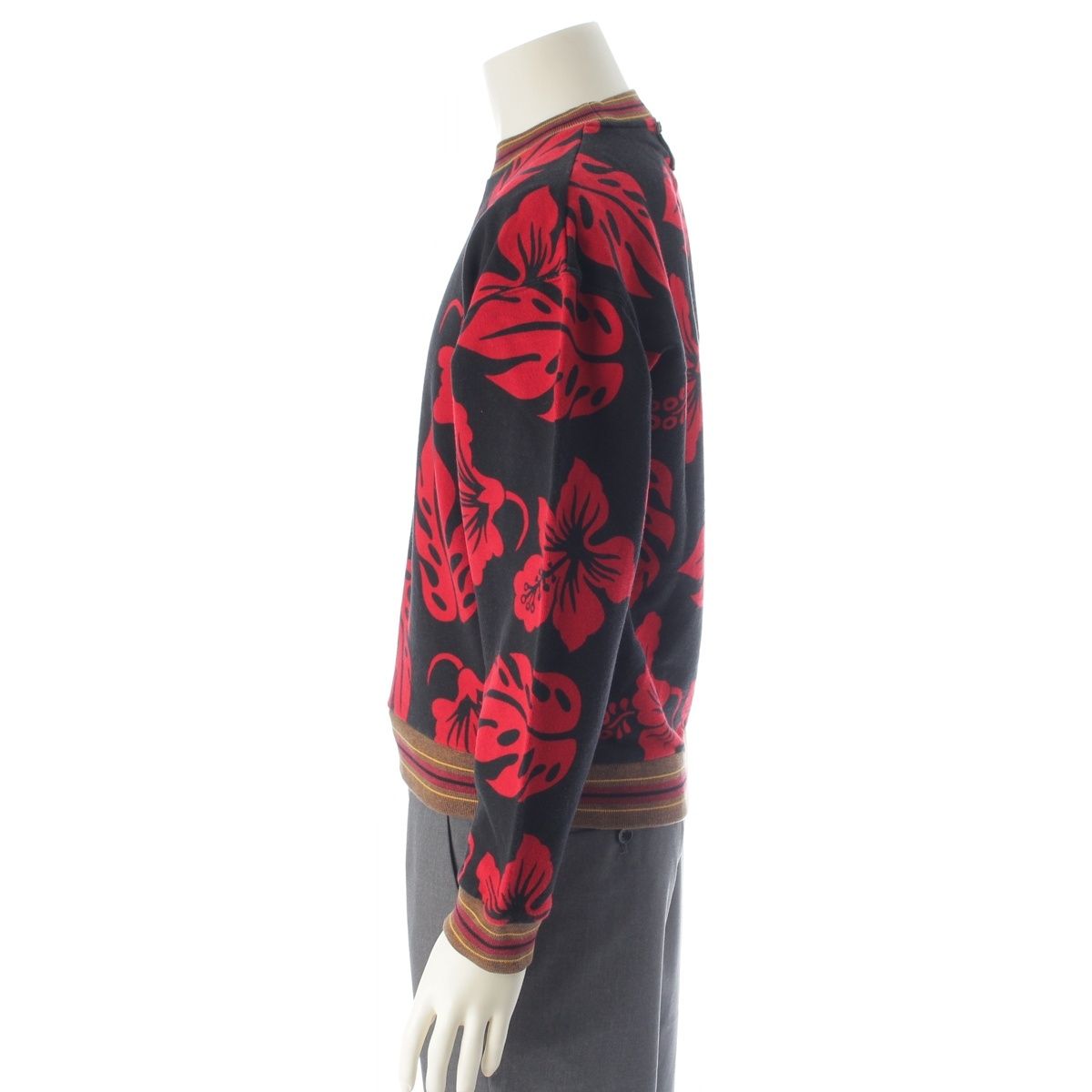 Prada Hibiscus Motif Sweatshirt Floral Pattern Black — view 3