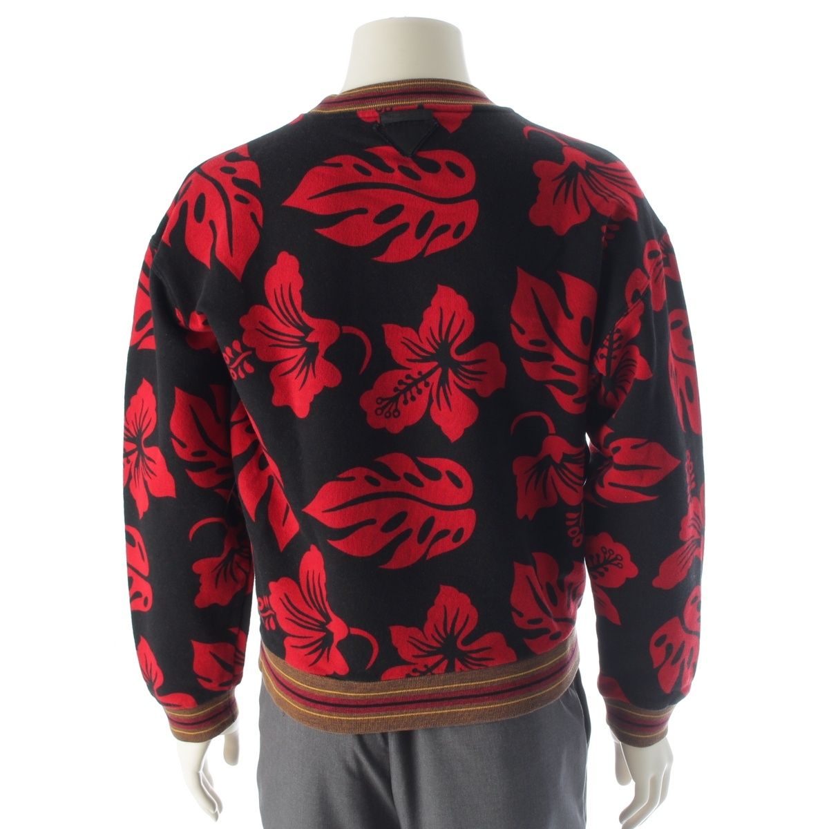 Prada Hibiscus Motif Sweatshirt Floral Pattern Black — view 4