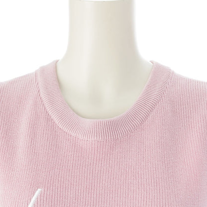 Versace Cotton Knit Re Edition Logo Embroidery Sleeveless Dress Pink 36 — view 5