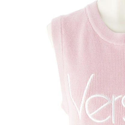 Versace Cotton Knit Re Edition Logo Embroidery Sleeveless Dress Pink 36 — view 6