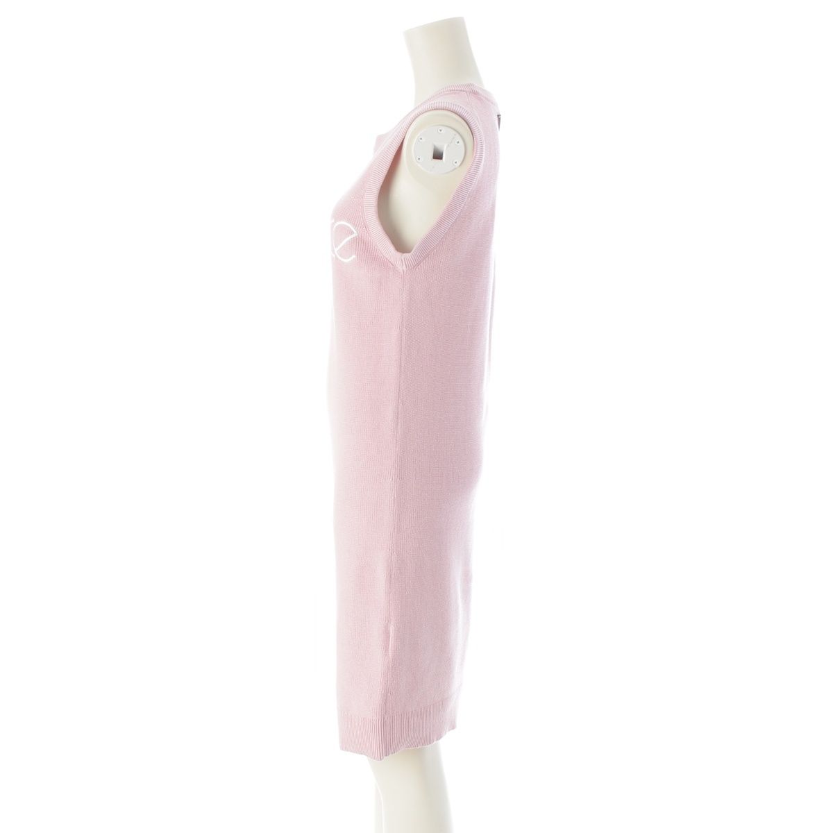 Versace Cotton Knit Re Edition Logo Embroidery Sleeveless Dress Pink 36 — view 3