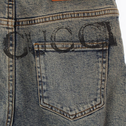 Gucci Denim Back Logo Skinny Pants Blue 22 — view 6