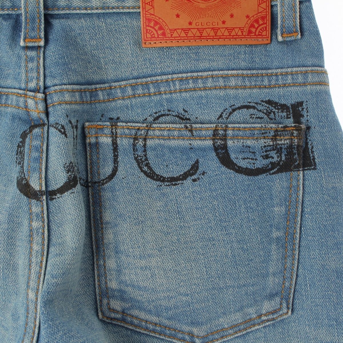 Gucci Back Logo Skinny Denim Pants Blue 22 — view 6