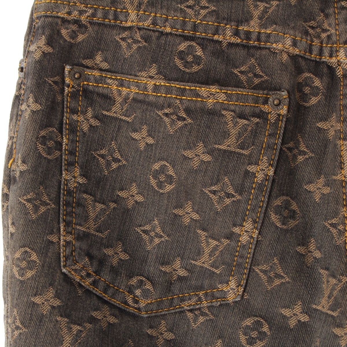 Louis Vuitton Monogram Jeans Denim Pants Brown 36 — view 9