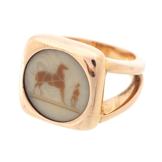 Hermes Bijouterie Fantaisie Corozo Ring Gold