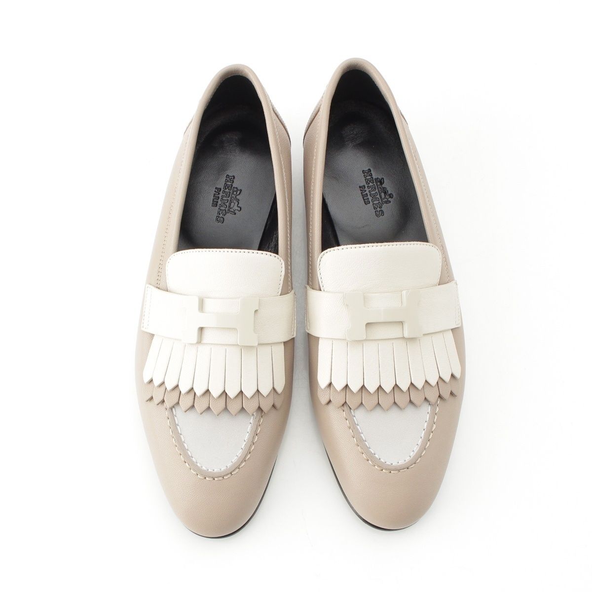 Hermes Moccasins Royale Logo Loafers Beige — view 2