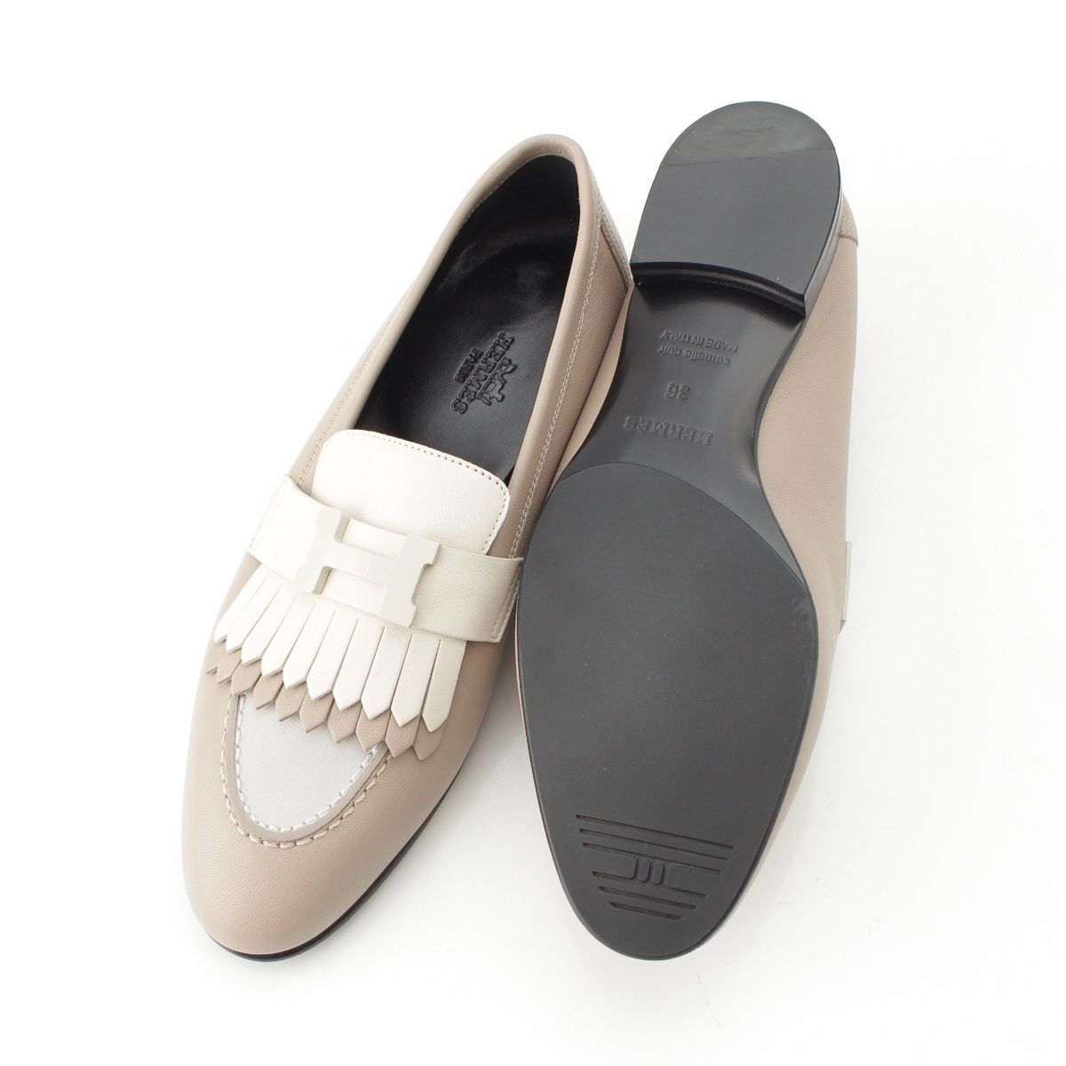 Hermes Moccasins Royale Logo Loafers Beige — view 5