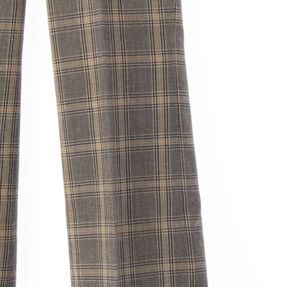 Gucci Linen Wool Check Pants Brown 34 — view 4