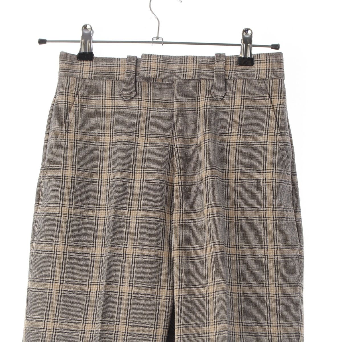 Gucci Linen Wool Check Pants Brown 34 — view 3