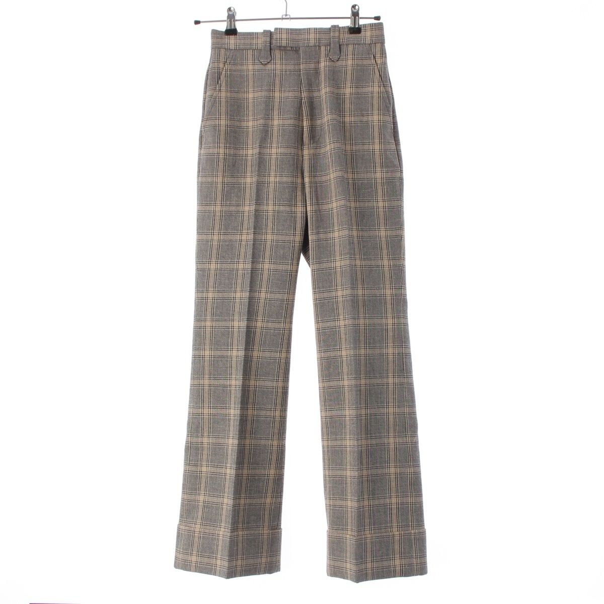 Gucci Linen Wool Check Pants Brown 34