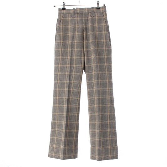 Gucci Linen Wool Check Pants Brown 34