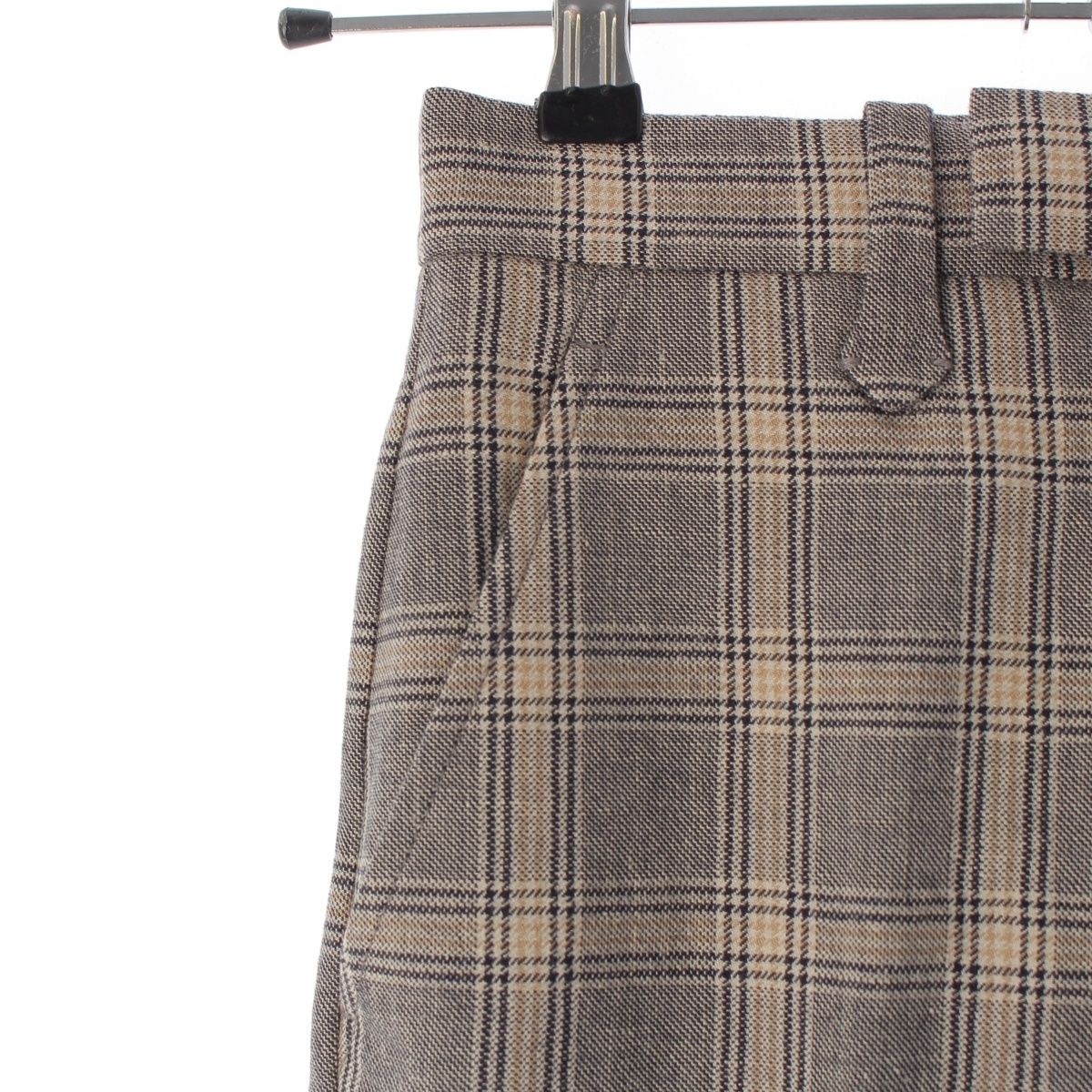 Gucci Linen Wool Check Pants Brown 34 — view 6
