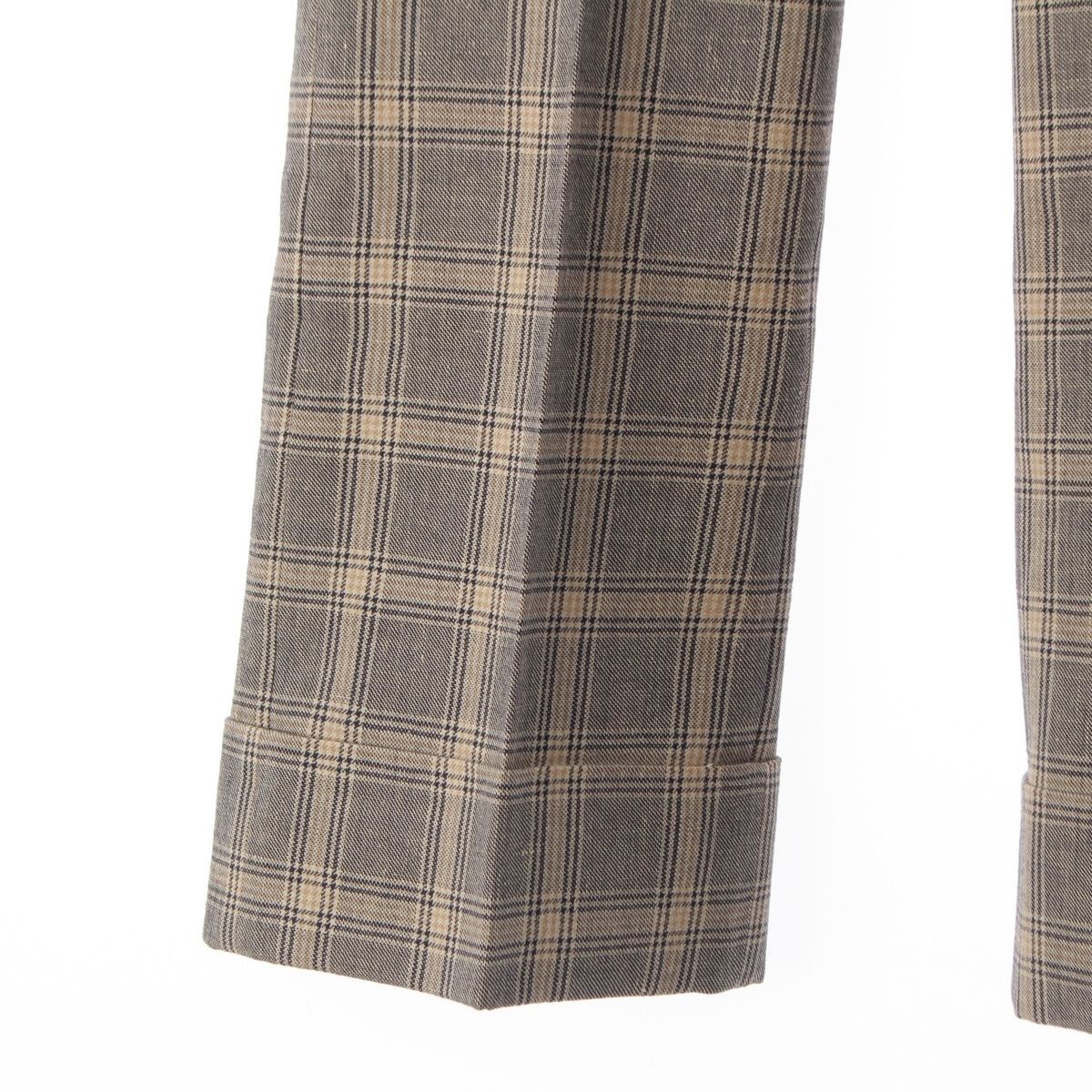 Gucci Linen Wool Check Pants Brown 34 — view 5