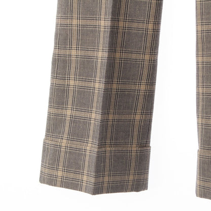 Gucci Linen Wool Check Pants Brown 34 — view 5