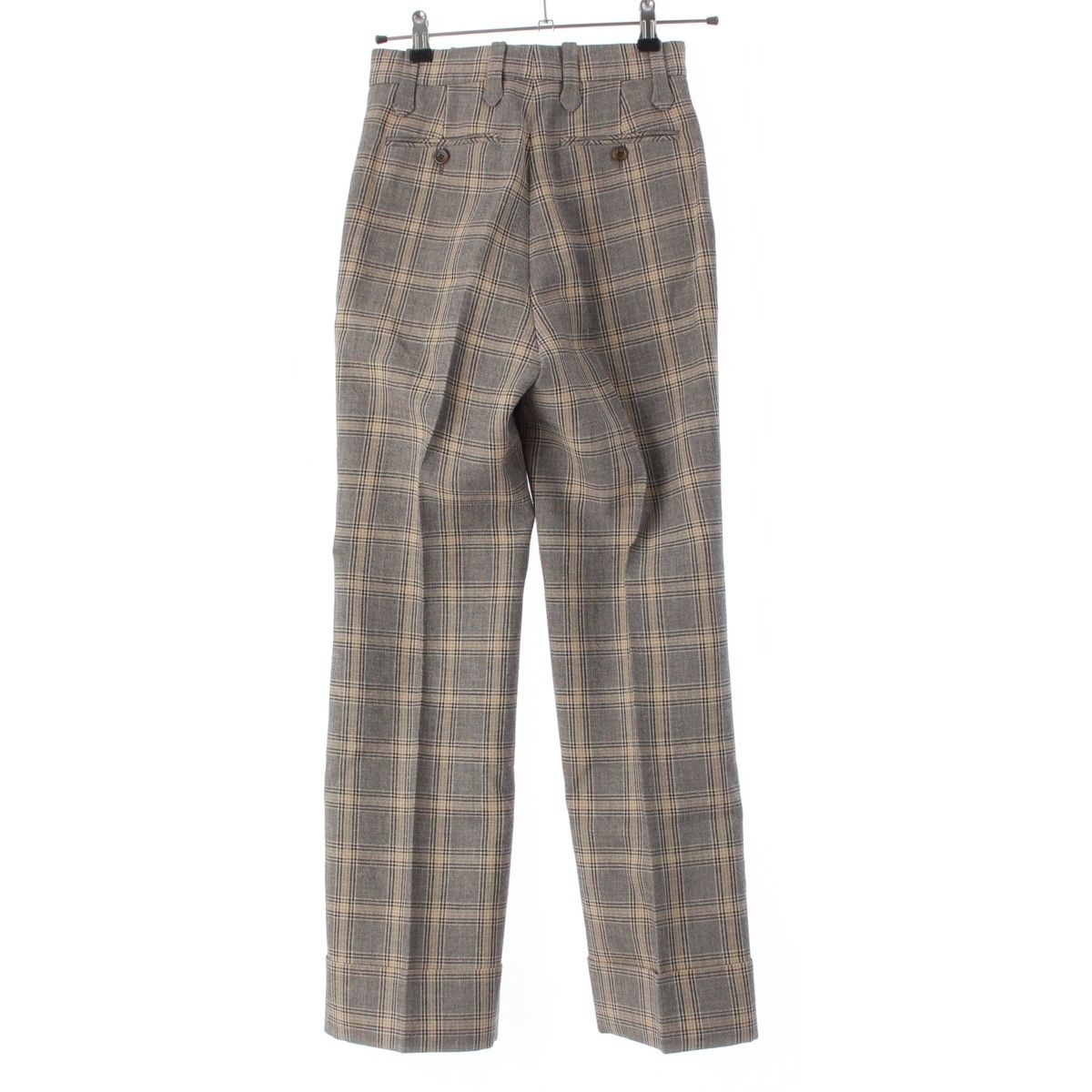 Gucci Linen Wool Check Pants Brown 34 — view 2