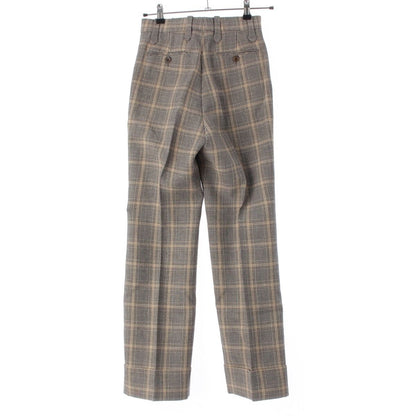 Gucci Linen Wool Check Pants Brown 34 — view 2