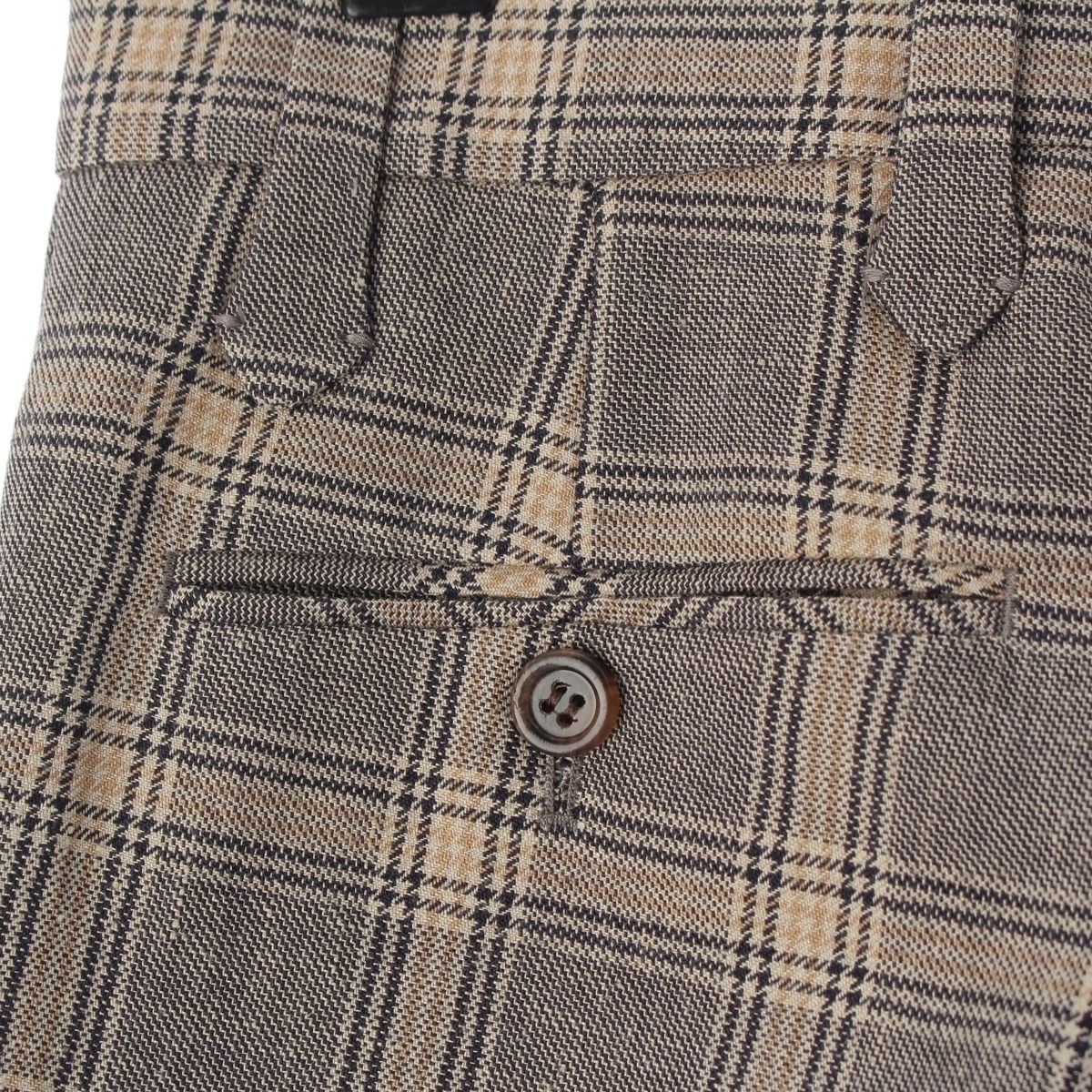 Gucci Linen Wool Check Pants Brown 34 — view 8