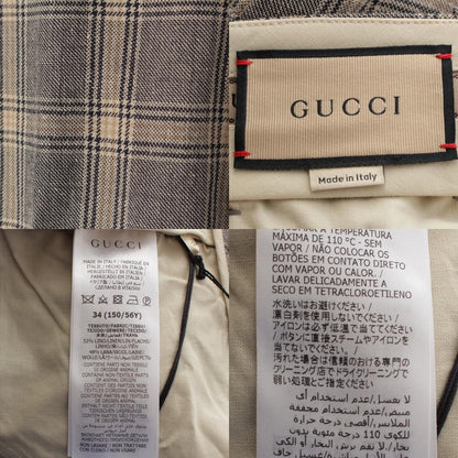 Gucci Linen Wool Check Pants Brown 34 — view 9
