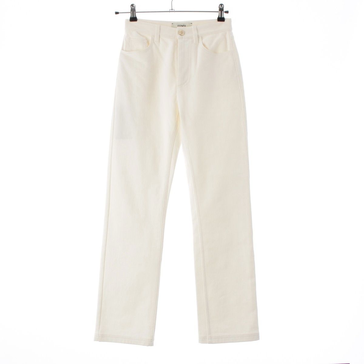 Fendi Cotton Logo Denim Pants 21 White 38
