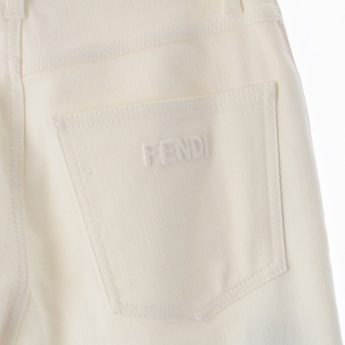 Fendi Cotton Logo Denim Pants 21 White 38 — view 7