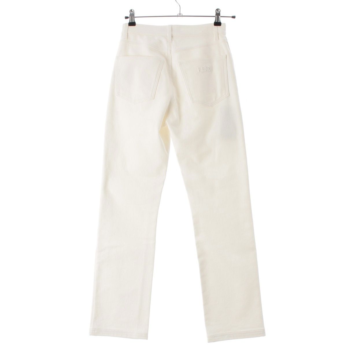 Fendi Cotton Logo Denim Pants 21 White 38 — view 2