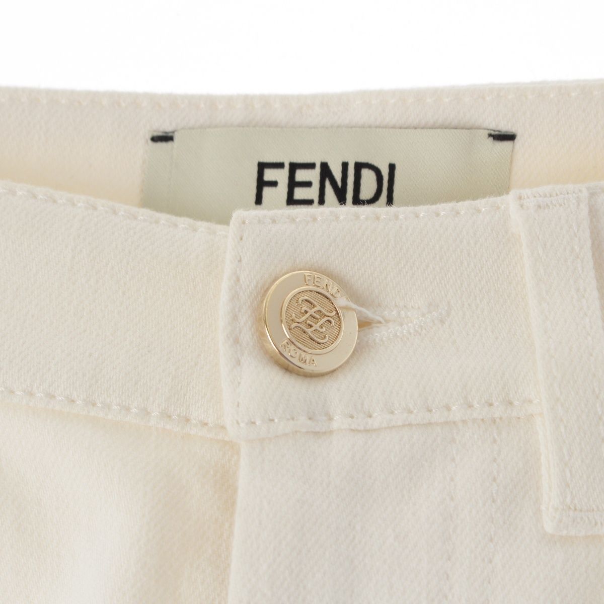 Fendi Cotton Logo Denim Pants 21 White 38 — view 6