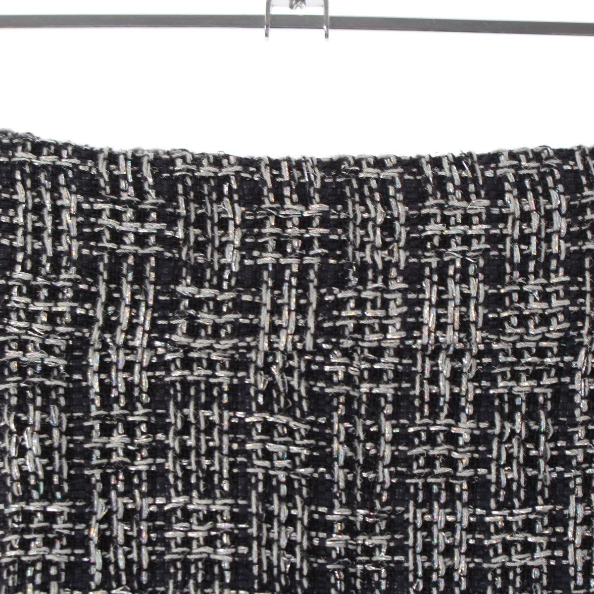 Chanel CC Logo Mixed Tweed Middle Skirt Black Silver 36 — view 3