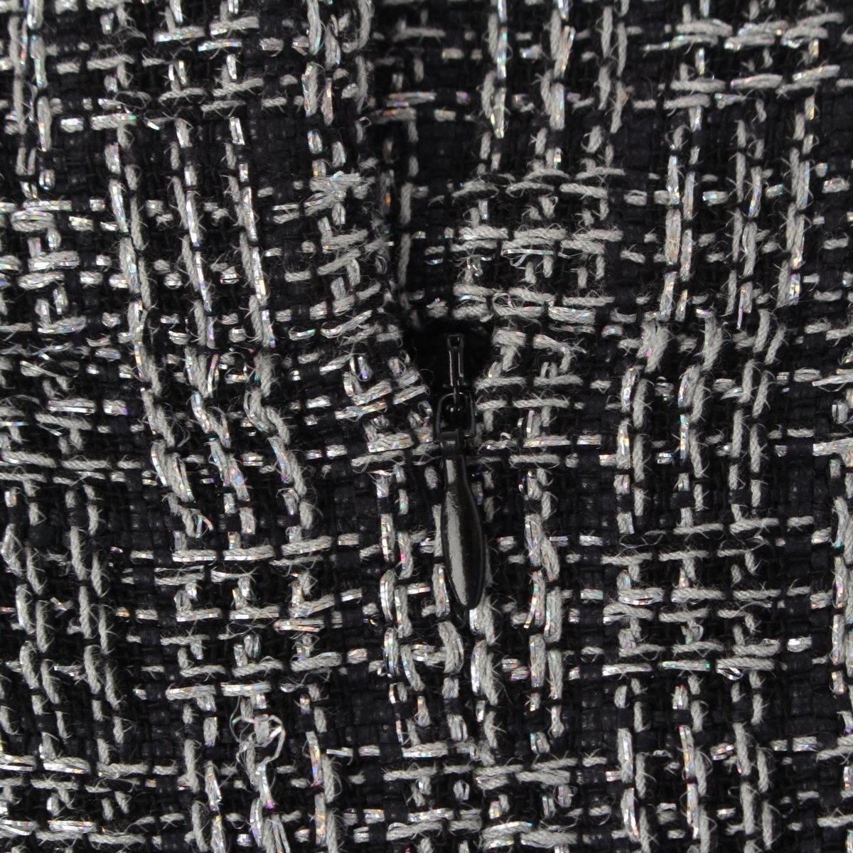 Chanel CC Logo Mixed Tweed Middle Skirt Black Silver 36 — view 6