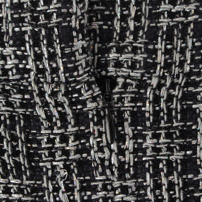 Chanel CC Logo Mixed Tweed Middle Skirt Black Silver 36 — view 6