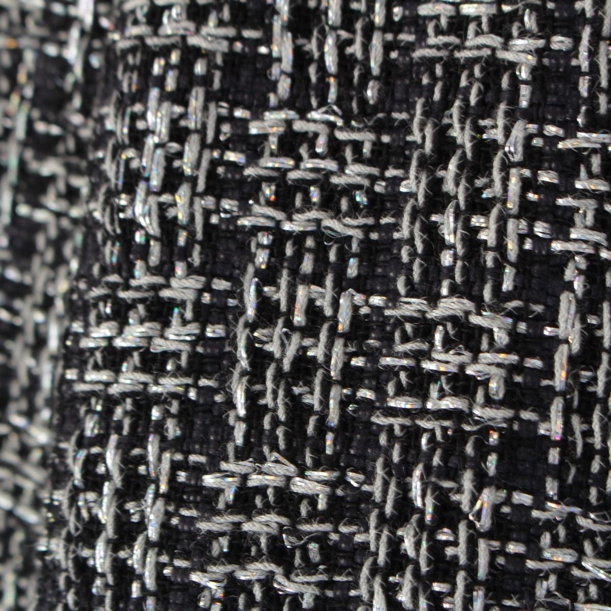 Chanel CC Logo Mixed Tweed Middle Skirt Black Silver 36 — view 5