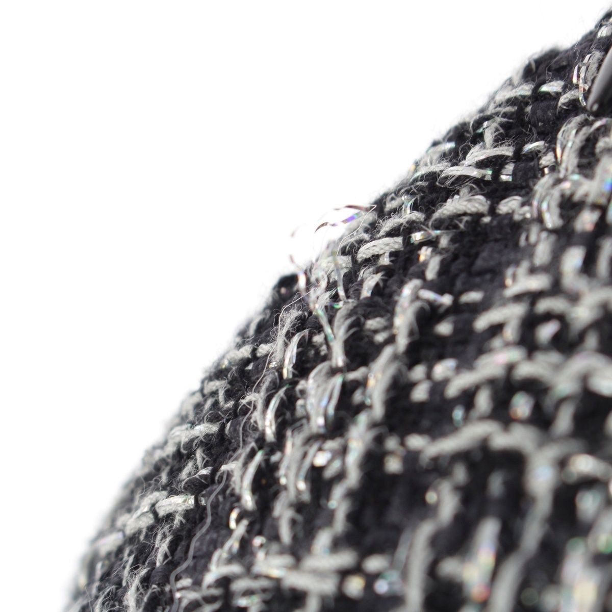 Chanel CC Logo Mixed Tweed Middle Skirt Black Silver 36 — view 7